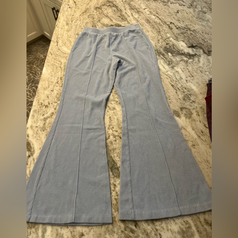 Aerie corduroy flare pants in a light blue